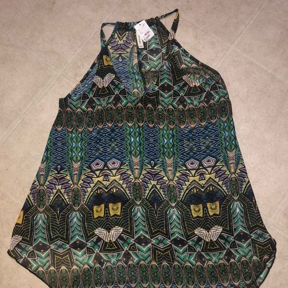 •TYCHE•NWT COLORFUL BOHEMIAN FLOWY SLEEVELESS TANK TOP BLOUSE SIZE SMALL - Picture 2 of 6